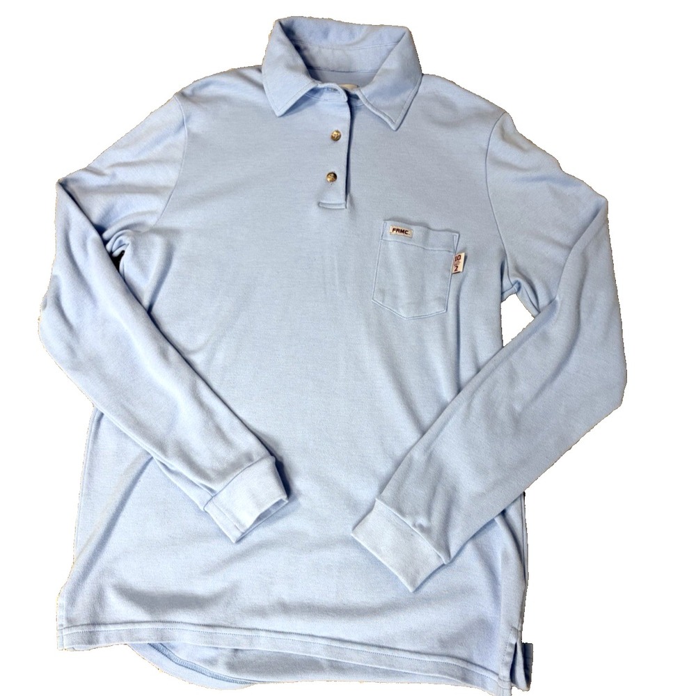 TYNDALE FRMC Flame Resistant POLO Shirt Mens L Blue Arc Rated 10 Cal 2 Cat USA